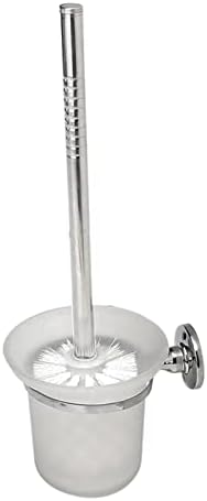 INPETS Chrome Toilet Brush with Frosted Glass Holder