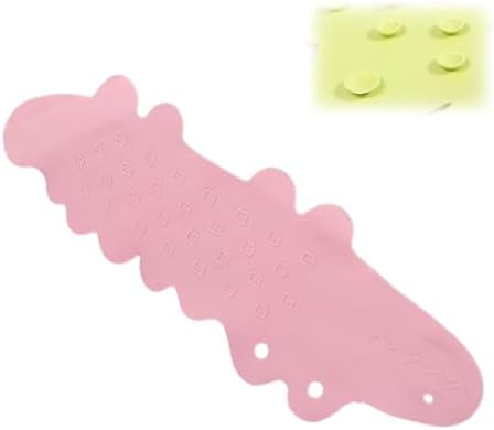 Non Slip Bathtub Mat with Suction Cups Green Cartoon Alligator Pattern