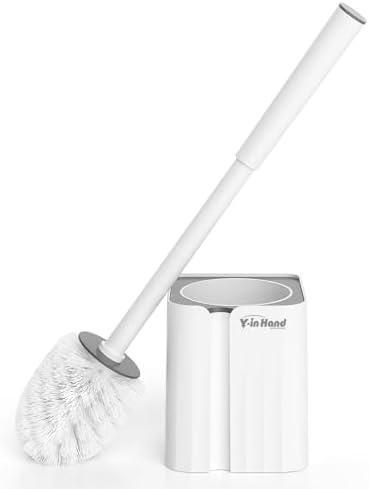 Y-in Hand Toilet Brush and Holder Set - Compact Durable Wall Mountable