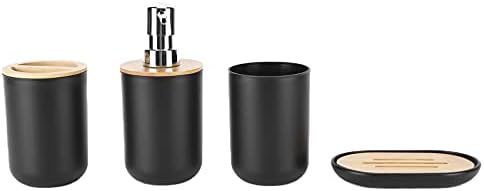 EBTOOLS Set of 4 Bathroom Accessories in Plastic and Bamboo