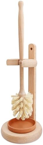 CRAKTH Beechwood Toilet Brush with Sisal Bristles and Holder