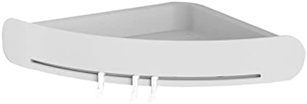 Light Gray Corner Shower Shelf with Hooks and Capacity