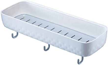 Wall Mounted Shower Caddy With Three Hooks and Drain Hole