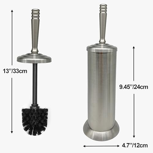 Indecor Home Brushed Nickel Toilet Bowl Brush with Holder 1