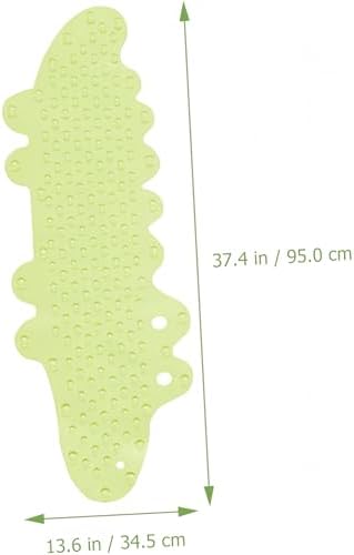 Non Slip Bathtub Mat with Suction Cups Green Cartoon Alligator Pattern