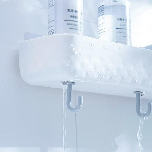 Wall Mounted Shower Caddy With Three Hooks and Drain Hole