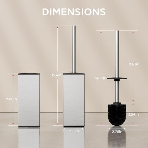 FORIOUS Toilet Brush and Holder Set with 2 Brush Heads