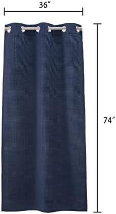 River Dream Navy Blue Waffle Weave Shower Curtain Set