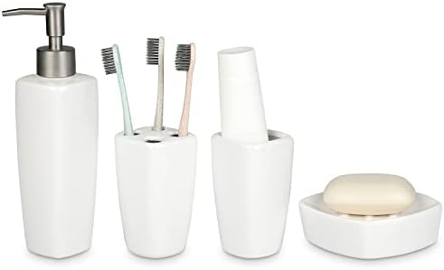 MyGift 4-Piece Ceramic Bathroom Accessory Set