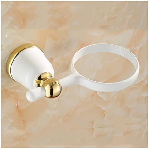 INPETS Porcelain Toilet Brush Holder with Brass Trim
