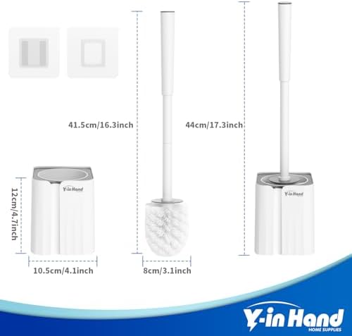 Y-in Hand Toilet Brush and Holder Set - Compact Durable Wall Mountable