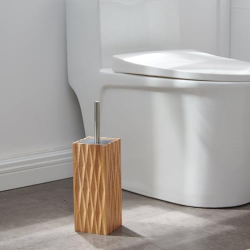 GOBAM Bamboo Toilet Brush with Holder for All Toilets