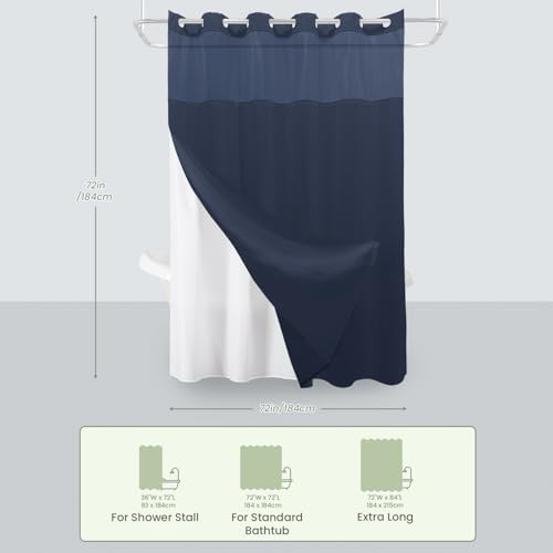 Inhousolu Premium No Hook Shower Curtain Set