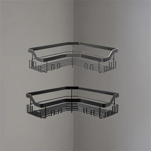 Corner Shower Caddy 2 Pcs No Drilling Black L