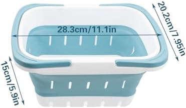 2 PCS Foldable Shower Caddy Baskets Grey and Blue