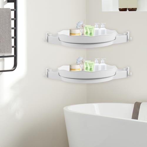 360 Rotating Corner Shower Caddy with 5 Hooks