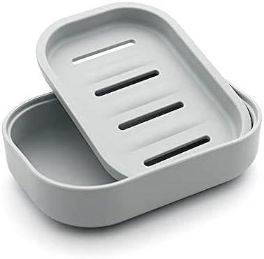 UVIVIU Plastic Soap Dish Container Keeps Soap Dry Easy Cleaning Grey Blue