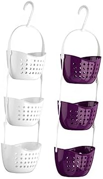 PRETYZOOM 3-Tier Bathroom Hanging Basket Organizer with Rotating Hooks
