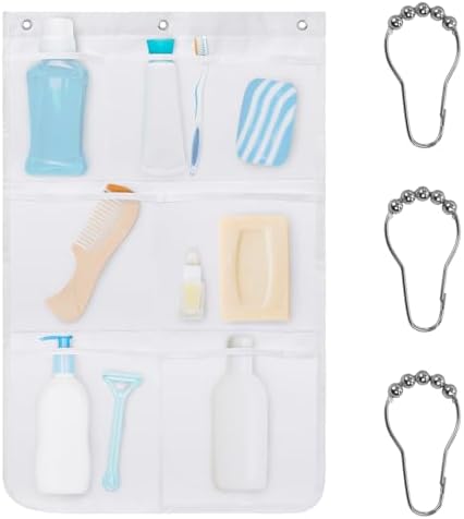 Phyxin Mesh Shower Caddy with 3 Hooks and 7 Pockets 1