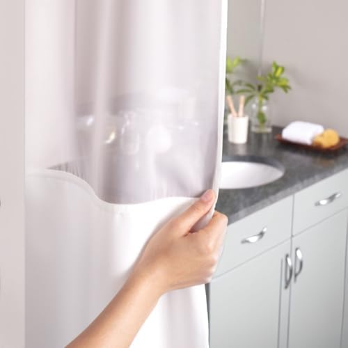 Hookless 3-in-1 Waffle Shower Curtain Set Navy 71 x 74