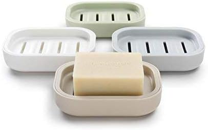 UVIVIU Plastic Soap Dish Container Keeps Soap Dry Easy Cleaning Grey Blue