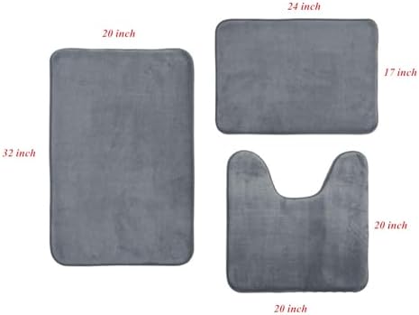 Scceatti 3 Piece Bath Mat Set Non-Slip Velvet Rugs