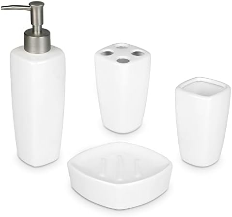 MyGift 4-Piece Ceramic Bathroom Accessory Set