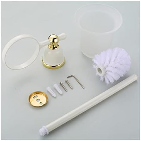 INPETS Porcelain Toilet Brush Holder with Brass Trim