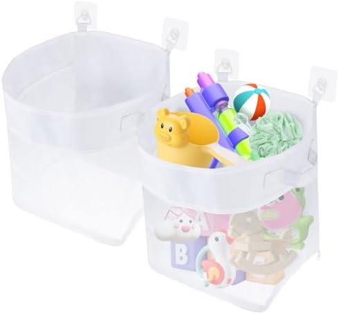 LYDODOKA 2Pcs Bath Toy Storage Holder with 4 Hooks