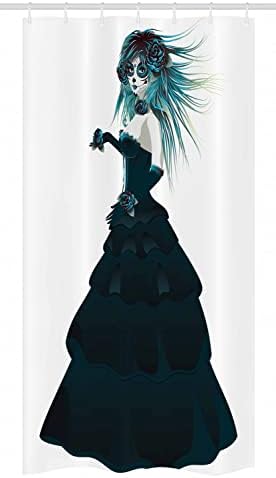 Ambesonne Gothic Halloween Shower Curtain Set 36x72 Inches White Teal