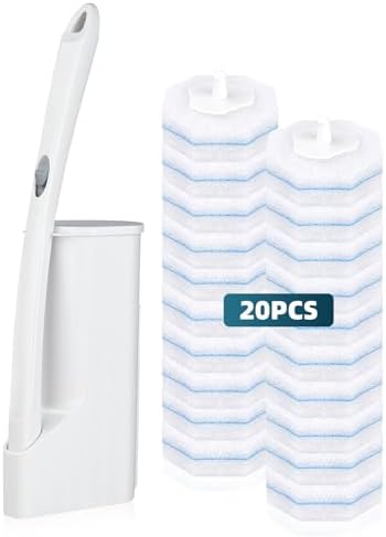 RLOW Disposable Toilet Brush Set with 20 Refills