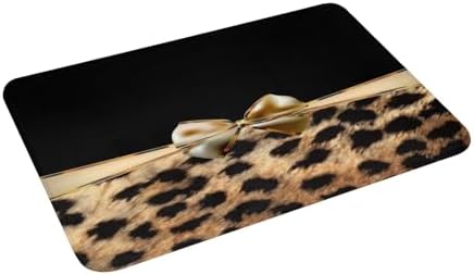 Uphome Leopard Print Bath Mat - Slip Resistant Washable 75x45cm