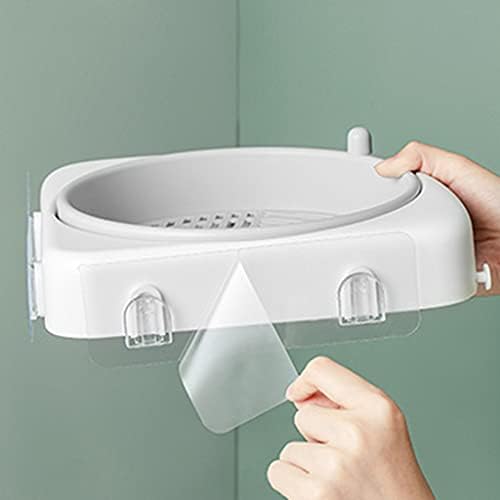WISHNYMPH Wall-Mounted Rotating Shelf with Hooks Pink