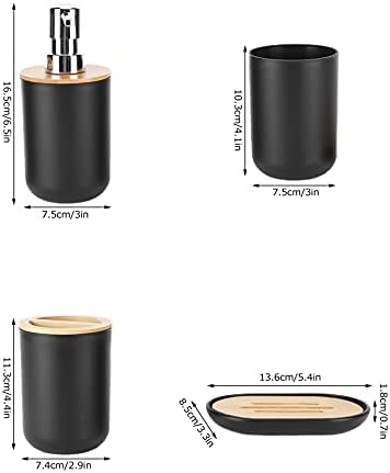 EBTOOLS Set of 4 Bathroom Accessories in Plastic and Bamboo