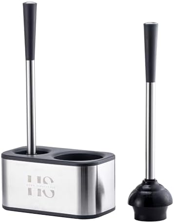 Home Simplified Stainless Steel Toilet Brush and Plunger Set