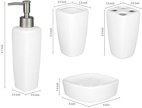 MyGift 4-Piece Ceramic Bathroom Accessory Set