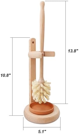 CRAKTH Beechwood Toilet Brush with Sisal Bristles and Holder