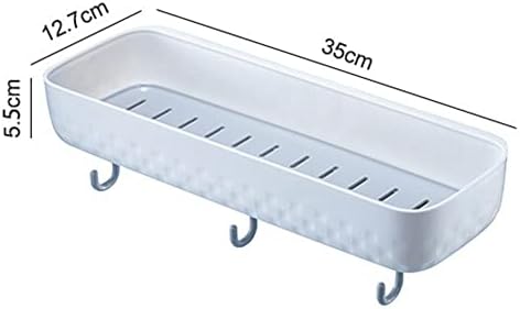 Wall Mounted Shower Caddy With Three Hooks and Drain Hole