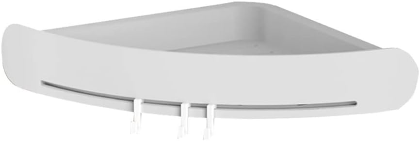Light Gray Corner Shower Shelf with Hooks and Capacity