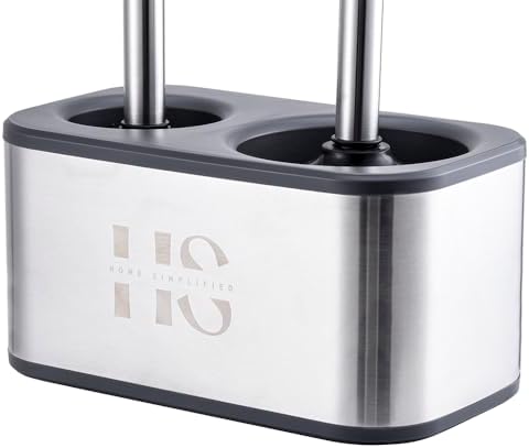 Home Simplified Stainless Steel Toilet Brush and Plunger Set