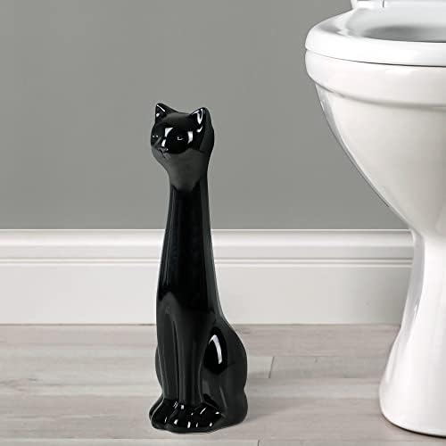 Allure Home Creation Black Cat Toilet Brush Holder and Brush Set 1