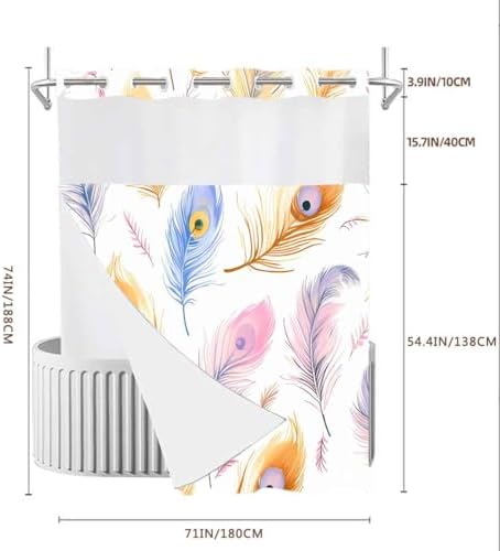 Gdmoon Colorful Peacock Feather Shower Curtain Set