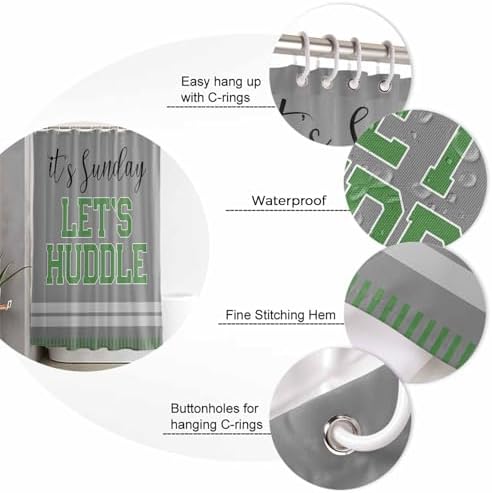 ZOE GARDEN Grey Football Shower Curtain Set with Hooks
