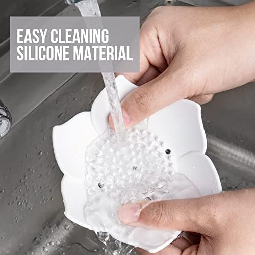 WhistenFla 2 Pack Lotus Flower Shape Silicone Soap Dish