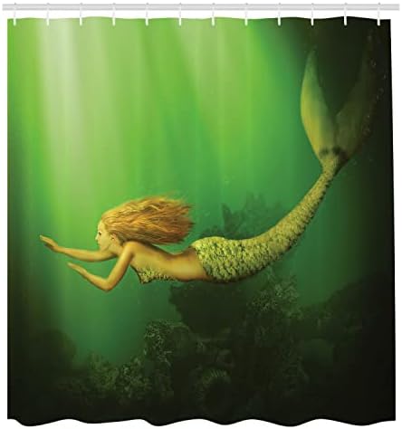 Ambesonne Mermaid Shower Curtain Set 69 x 75 Dark Green Ginger Green 1