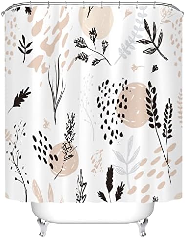 Tititex Abstract Botanical Shower Curtain Set 70x70 Inch Waterproof with 12 Hooks