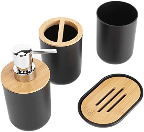 EBTOOLS Set of 4 Bathroom Accessories in Plastic and Bamboo