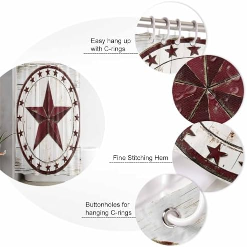 ZOE GARDEN Rustic Country Shower Curtain Set 72x72 1