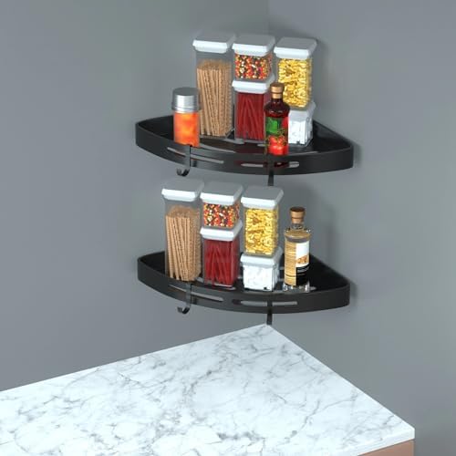 2Pcs Corner Shower Caddy Shelf with Adhesive Mount 1