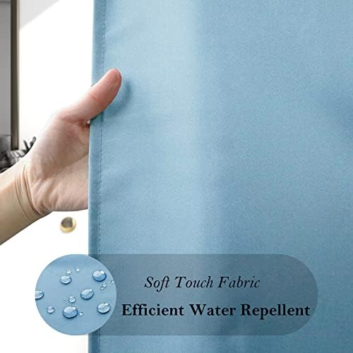 AooHome 48x72 inch Shower Liner with Hooks and Weighted Hem - Blue